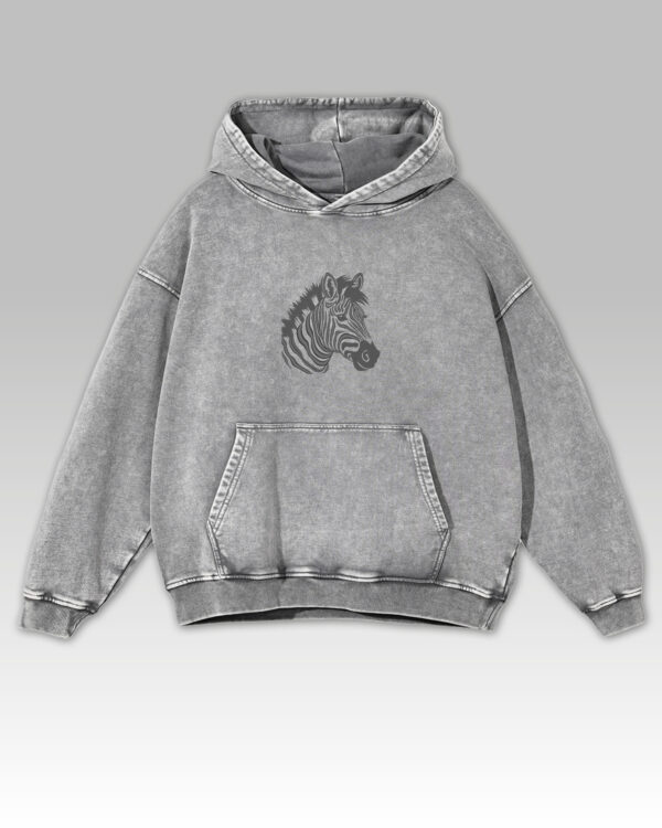 Bluza oversize z kapturem Haftowana Zebra